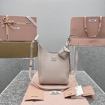Fortok Miu Miu leather bucket bag Beige Pink 16x8x25cm