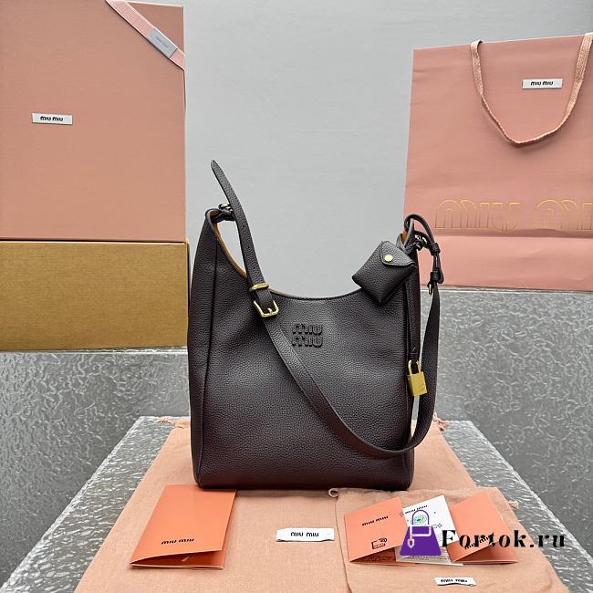 Fortok Miu Miu leather bucket bag Chocolate Dark Brown 23x12x32cm  - 1