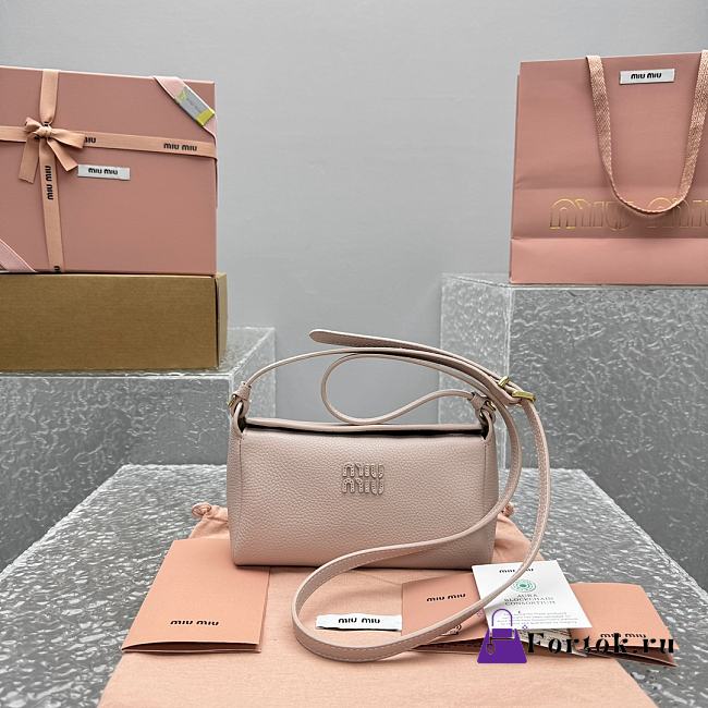 Fortok Miu Miu Madras leather shoulder bag Light Beige Pink 19x7x10cm - 1