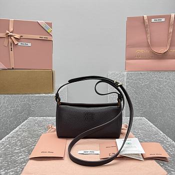 Fortok Miu Miu Madras leather shoulder bag Dark Chocolate Brown 19x7x10cm
