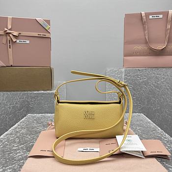 Fortok Miu Miu Madras leather shoulder bag Yellow 19x7x10cm