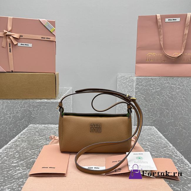 Fortok Miu Miu Madras leather shoulder bag Brown 19x7x10cm - 1