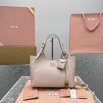 Fortok Miu Miu leather handbag Light Pink 26x13x17cm 