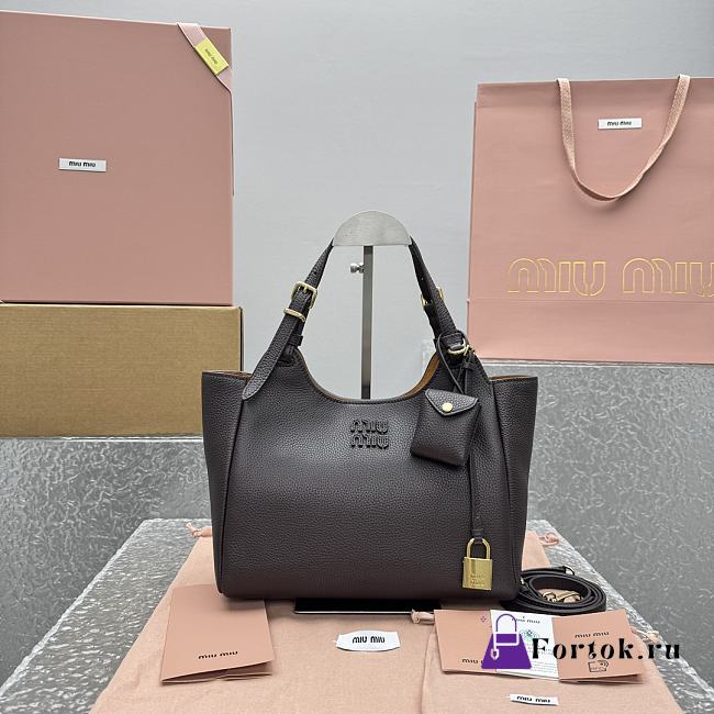 Fortok Miu Miu leather handbag Dark Chocolate Brown 26x13x17cm  - 1