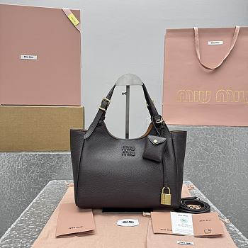 Fortok Miu Miu leather handbag Dark Chocolate Brown 26x13x17cm 
