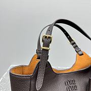Fortok Miu Miu leather handbag Dark Chocolate Brown 26x13x17cm  - 6