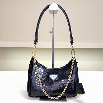 Fortok Prada Re-Edition Re-Nylon and Sequin Black 23X13X6.5cm