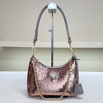 Fortok Prada Re-Edition Re-Nylon and Sequin Pink 23X13X6.5cm