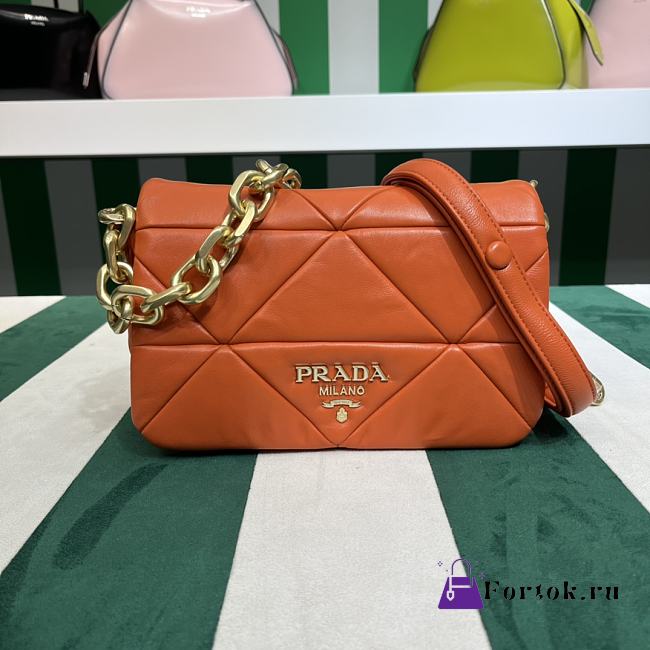 Fortok Prada System nappa leather patchwork shoulder bag orange 24x15x7.5cm - 1