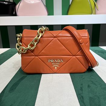 Fortok Prada System nappa leather patchwork shoulder bag orange 24x15x7.5cm