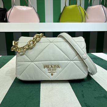 Fortok Prada System nappa leather patchwork shoulder bag White 24x15x7.5cm