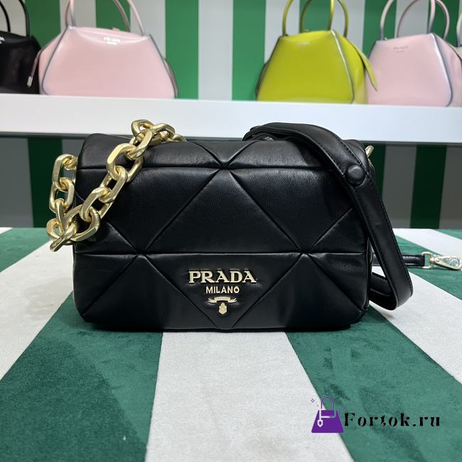 Fortok Prada System nappa leather patchwork shoulder bag Black 24x15x7.5cm - 1