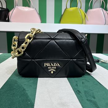 Fortok Prada System nappa leather patchwork shoulder bag Black 24x15x7.5cm
