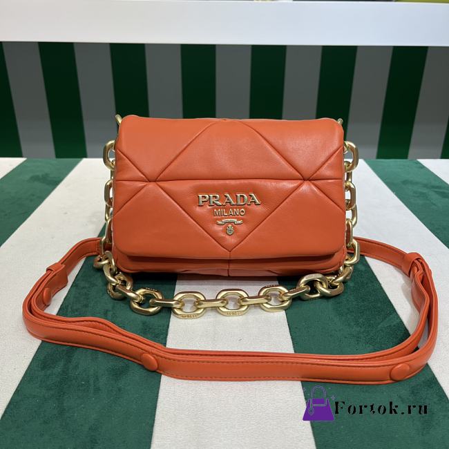 Fortok Prada System nappa leather patchwork shoulder bag Orange 21x15x6.5cm - 1