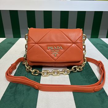 Fortok Prada System nappa leather patchwork shoulder bag Orange 21x15x6.5cm