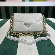 Fortok Prada System nappa leather patchwork shoulder bag White 21x15x6.5cm - 1