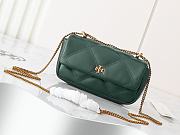 Fortok Tory Burch Kira Diamond Quilt Mini Flap Bag Olive Green 17.5*10*4.5cm - 1