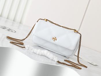 Fortok Tory Burch Kira Diamond Quilt Mini Flap Bag Olive White 17.5*10*4.5cm