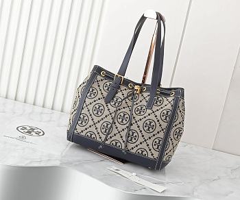 Fortok Tory Burch T Monogram Jacquard Tote Bag Black 29*23*14cm