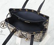 Fortok Tory Burch T Monogram Jacquard Tote Bag Black 29*23*14cm - 2