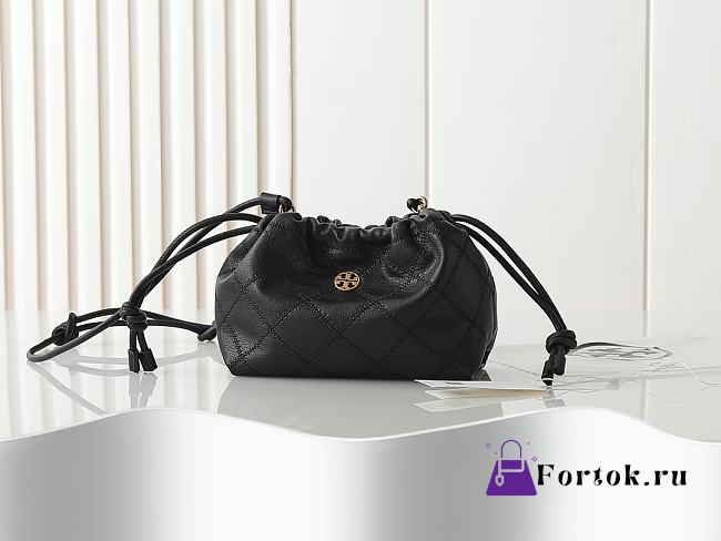 Fortok Tory Burch Willa drawstring Small bag Black 25*15*10cm - 1
