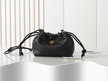 Fortok Tory Burch Willa drawstring Small bag Black 25*15*10cm