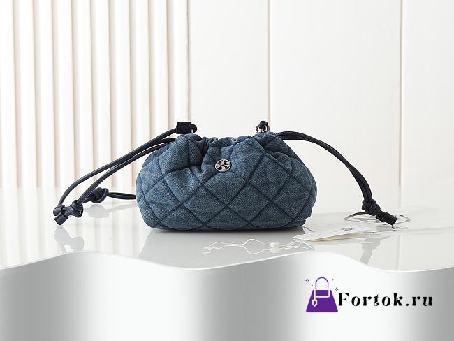 Fortok Tory Burch Willa drawstring Small bag Denim 25*15*10cm - 1