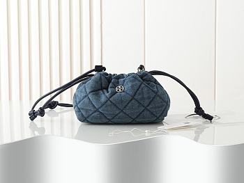 Fortok Tory Burch Willa drawstring Small bag Denim 25*15*10cm