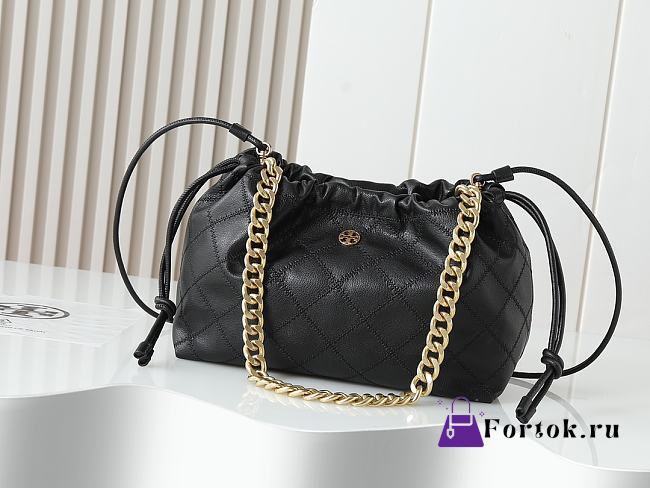 Fortok Tory Burch Willa drawstring Small bag Black 29*20*12cm - 1