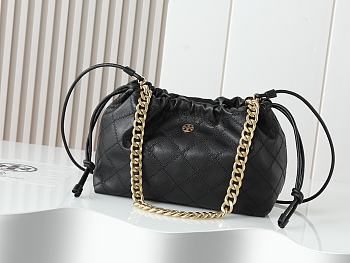 Fortok Tory Burch Willa drawstring Small bag Black 29*20*12cm