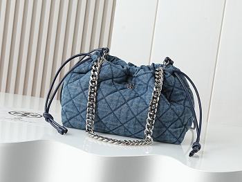Fortok Tory Burch Willa drawstring Small bag Denim 29*20*12cm
