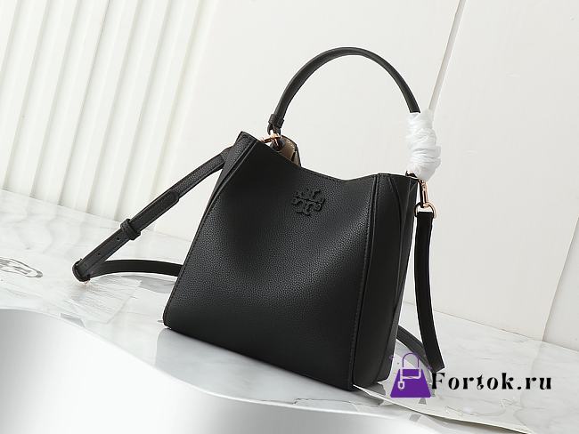Fortok Tory Burch McGraw bucket bag Black 18*12.5*13cm - 1