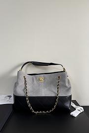 Fortok Chanel Shopping Bag Suede Calfskin & Lambskin Grey 36 x 24 x 14cm - 1