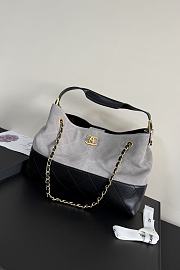 Fortok Chanel Shopping Bag Suede Calfskin & Lambskin Grey 36 x 24 x 14cm - 5