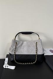 Fortok Chanel Shopping Bag Suede Calfskin & Lambskin Grey 36 x 24 x 14cm - 4