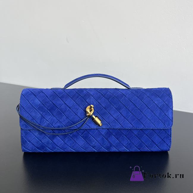 Fortok Bottega Veneta Andiamo clutch bag Suede Blue 31x13x3cm - 1