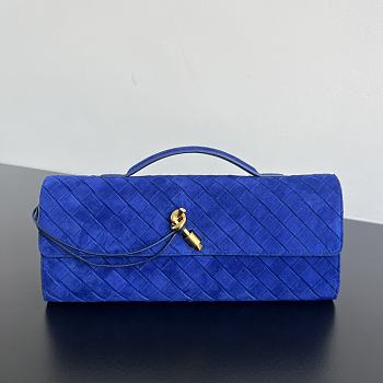Fortok Bottega Veneta Andiamo clutch bag Suede Blue 31x13x3cm
