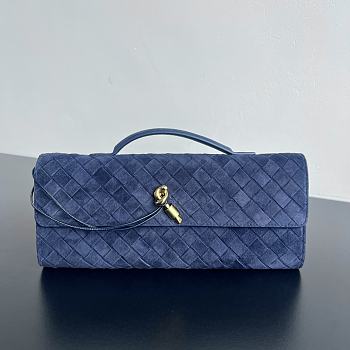 Fortok Bottega Veneta Andiamo clutch bag Suede Navy Blue 31x13x3cm 