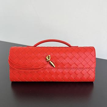 Fortok Bottega Veneta Andiamo clutch bag Leather Hot Red 31x13x3cm