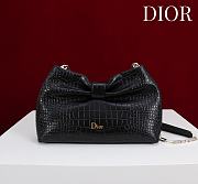 Fortok Dior 2026ss Bow bag Black Crocodile embroidery 27×8×18cm - 1