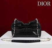Fortok Dior 2026ss Bow bag Black Crocodile embroidery 27×8×18cm - 3