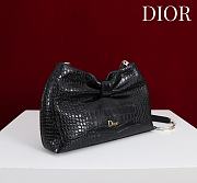 Fortok Dior 2026ss Bow bag Black Crocodile embroidery 27×8×18cm - 5
