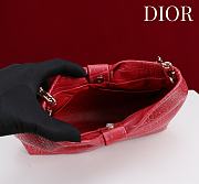 Fortok Dior 2026ss Bow bag Red floral embroidery 27×8×18cm - 5