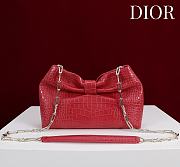 Fortok Dior 2026ss Bow bag Red floral embroidery 27×8×18cm - 3