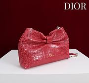 Fortok Dior 2026ss Bow bag Red floral embroidery 27×8×18cm - 2