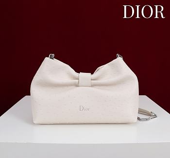 Fortok Dior 2026ss Bow bag White Ostrich embroidery 27×8×18cm