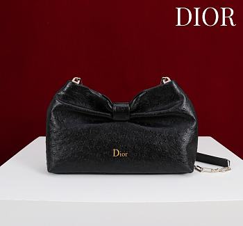 Fortok Dior 2026ss Bow bag Black Ostrich embroidery 27×8×18cm