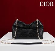 Fortok Dior 2026ss Bow bag Black Ostrich embroidery 27×8×18cm - 3