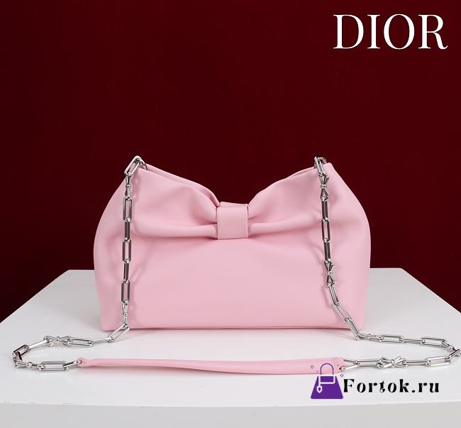 Fortok Dior 2026ss Bow bag Pink Lambskin 27×8×18cm - 1