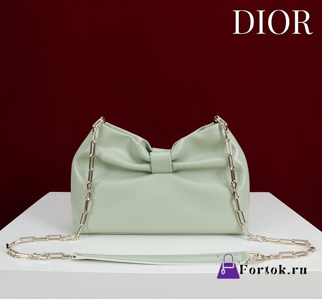 Fortok Dior 2026ss Bow bag Light Green Lambskin 27×8×18cm - 1